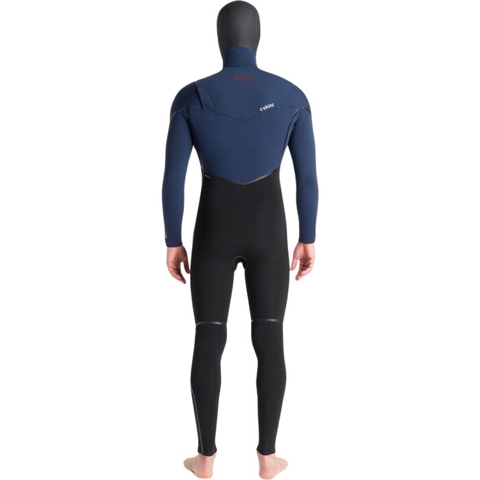 2024 C-Skins Mens NuWave Wired 5/4mm Chest Zip Hooded Wetsuit C-NWI54MH - Black / Bluestone x / Rust